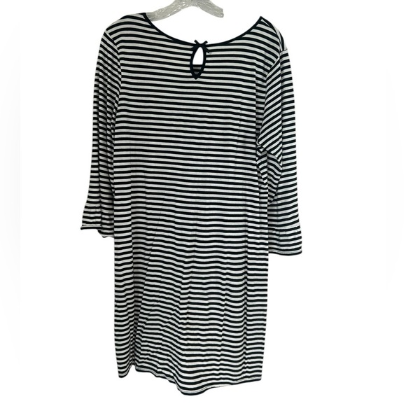 Kate Spade SZ M Black White Striped Ruffle 3/4 Sleeve Shirt Shift Tunic  Dress - Picture 2 of 10